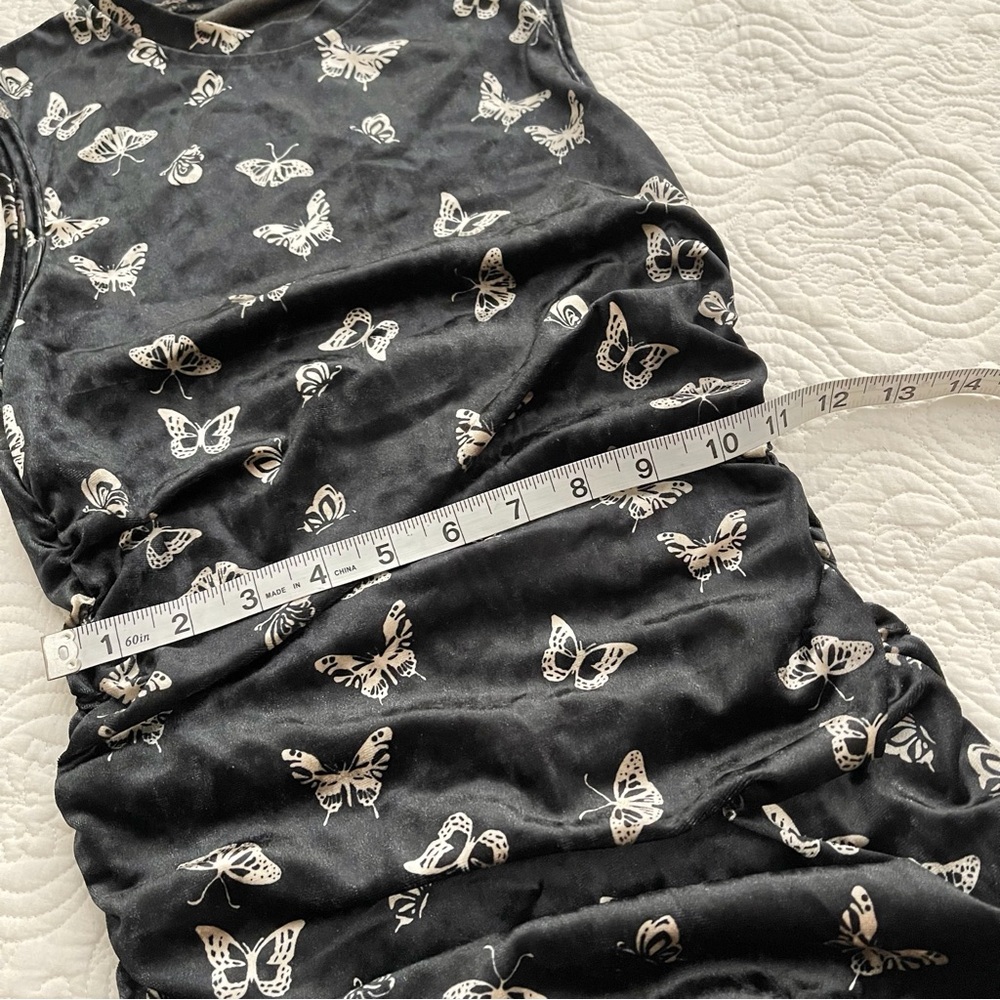 Zaful Dress Gathered Side Velvet Butterfly Tank Size Small - Picture 7 of 14